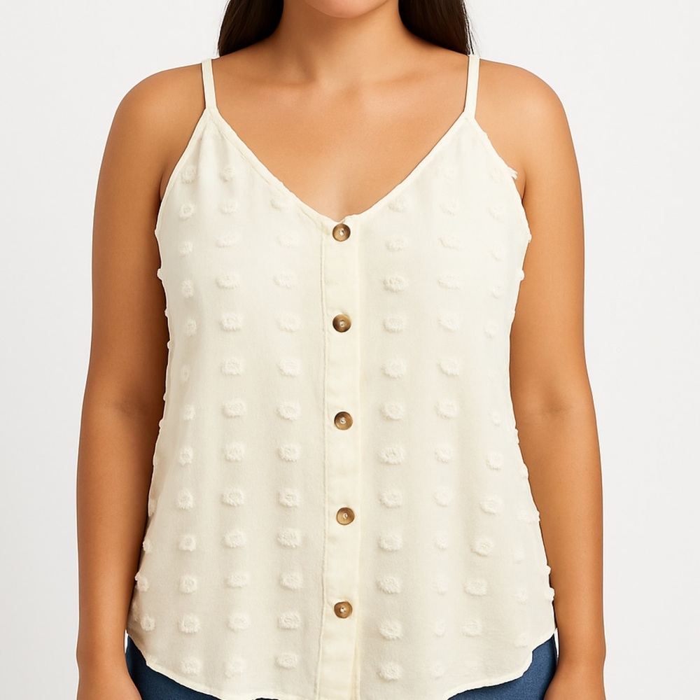 Cream‎ and White Fairy Whimsical Puff Tank Top Size Large